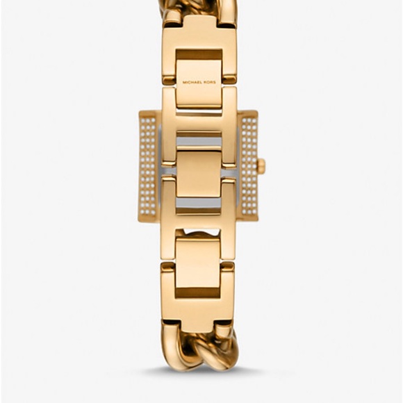 Mini Lock Pavé Gold-Tone Chain Watch - Picture 5 of 5